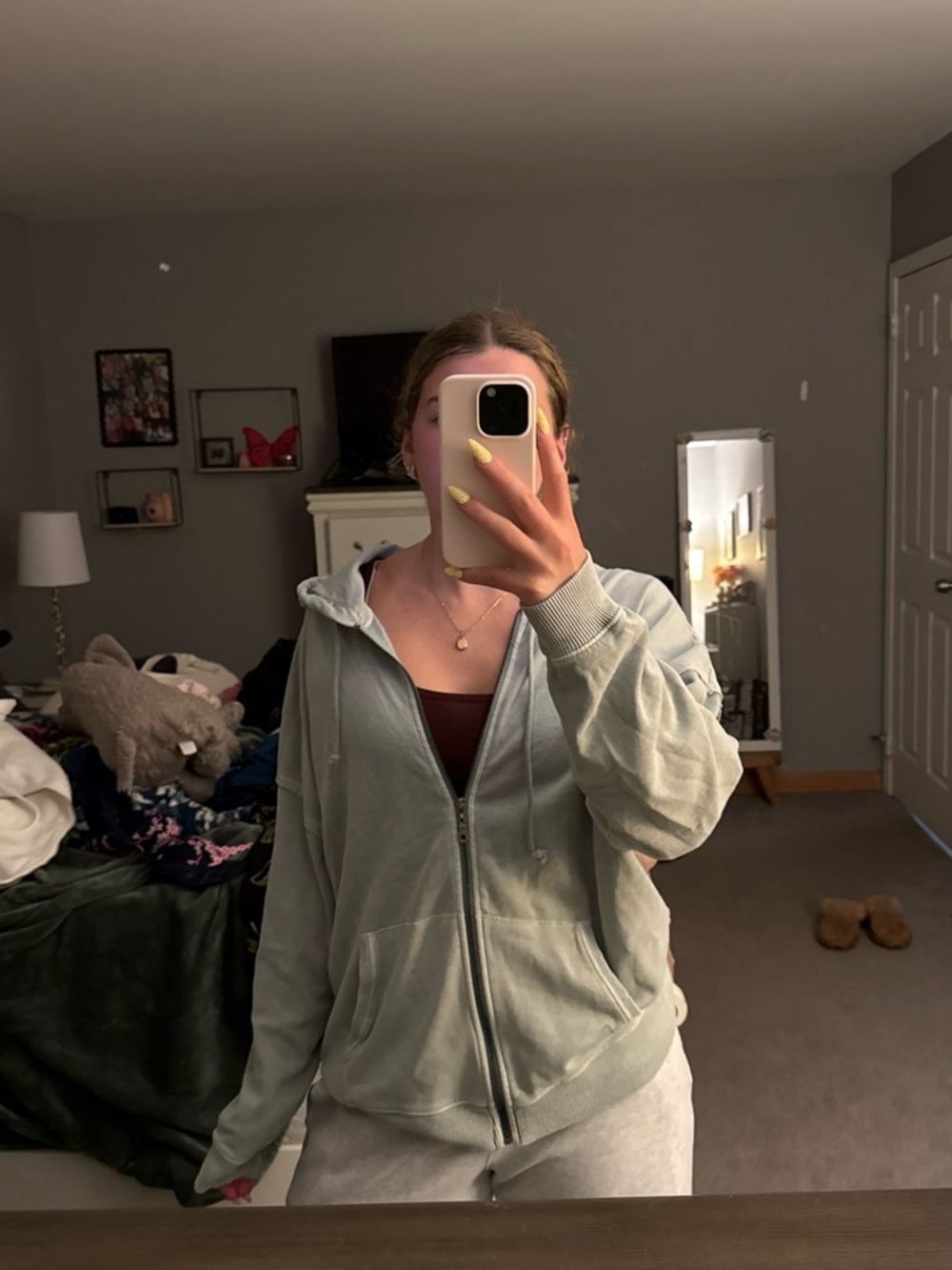 Aeropostale Light Sage Green Zip-Up Hoodie
